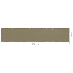 Διαχωριστικό Βεράντας Taupe 120 x 600 εκ. από HDPE - Pakobazaar