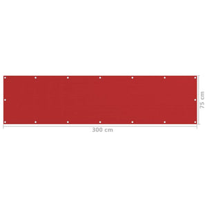 Διαχωριστικό Βεράντας Κόκκινο 75 x 300 εκ. από HDPE - PAKOBAZAAR