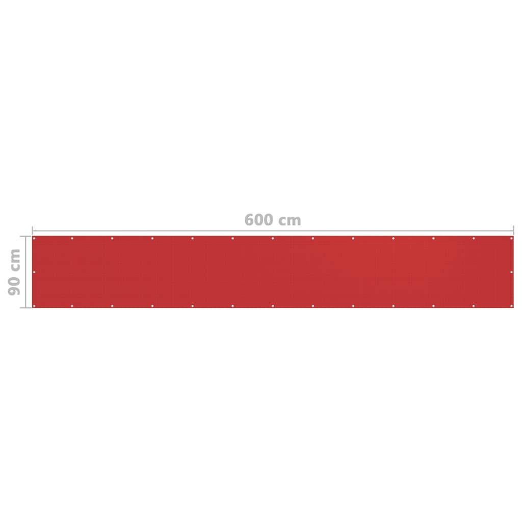 Διαχωριστικό Βεράντας Κόκκινο 90 x 600 εκ. από HDPE - Pakobazaar