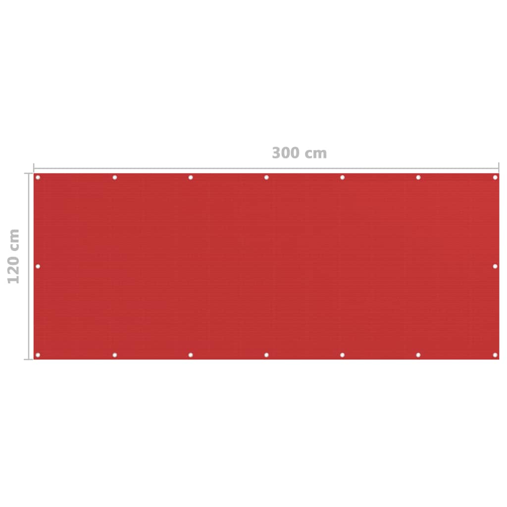 Διαχωριστικό Βεράντας Κόκκινο 120 x 300 εκ. από HDPE - PAKOBAZAAR