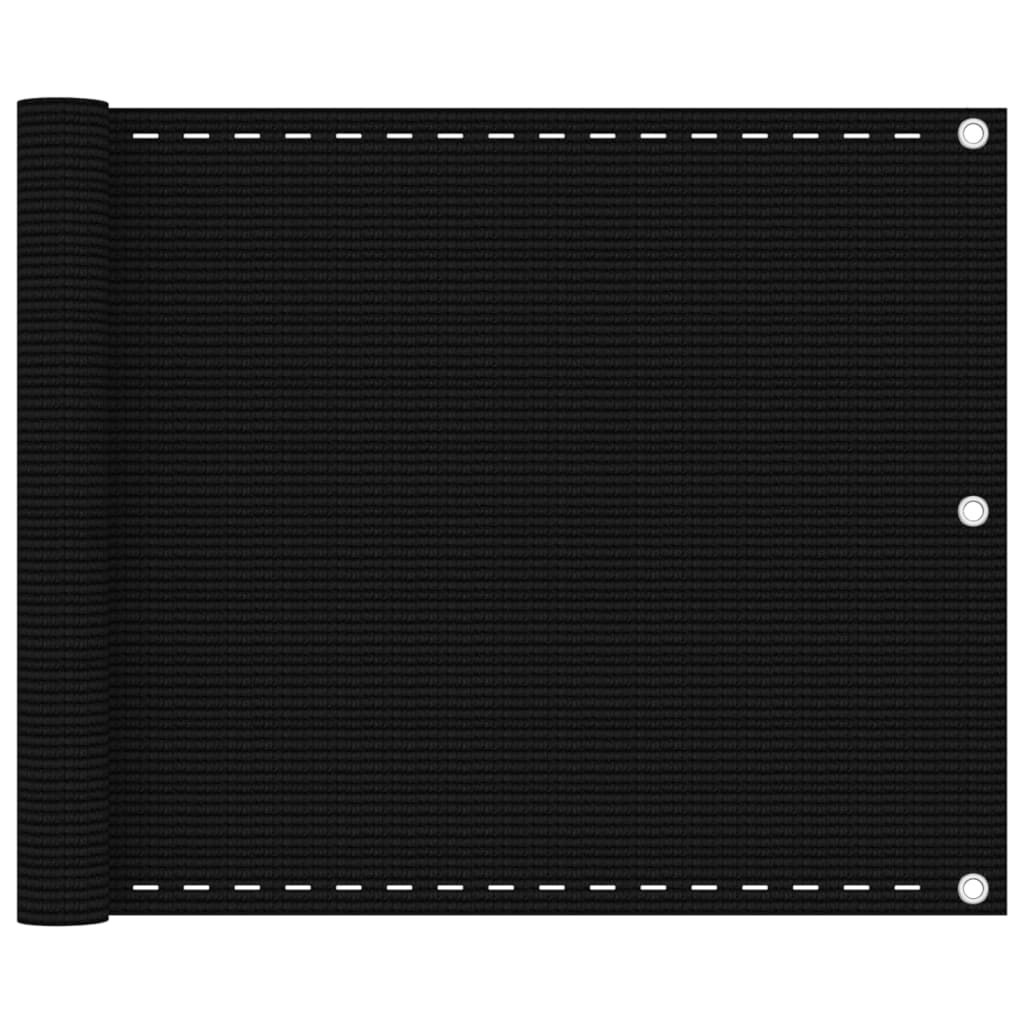Διαχωριστικό Βεράντας Μαύρο 75x600 εκ. από HDPE - Pakobazaar