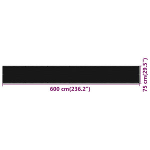 Διαχωριστικό Βεράντας Μαύρο 75x600 εκ. από HDPE - Pakobazaar