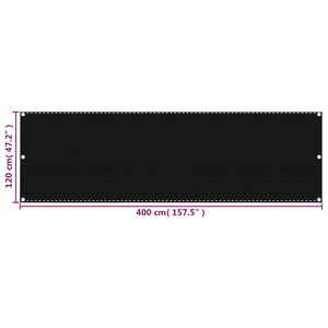 Διαχωριστικό Βεράντας Μαύρο 120 x 400 εκ. από HDPE - PAKOBAZAAR