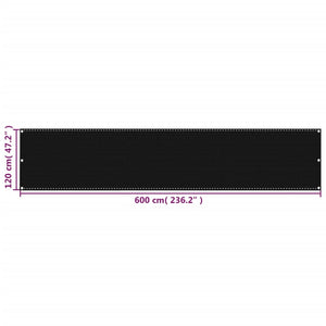 Διαχωριστικό Βεράντας Μαύρο 120 x 600 εκ. από HDPE - Pakobazaar