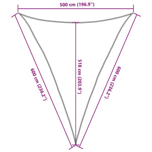 Πανί Σκίασης Λευκό 5 x 6 x 6 μ. από HDPE 160 γρ./μ²