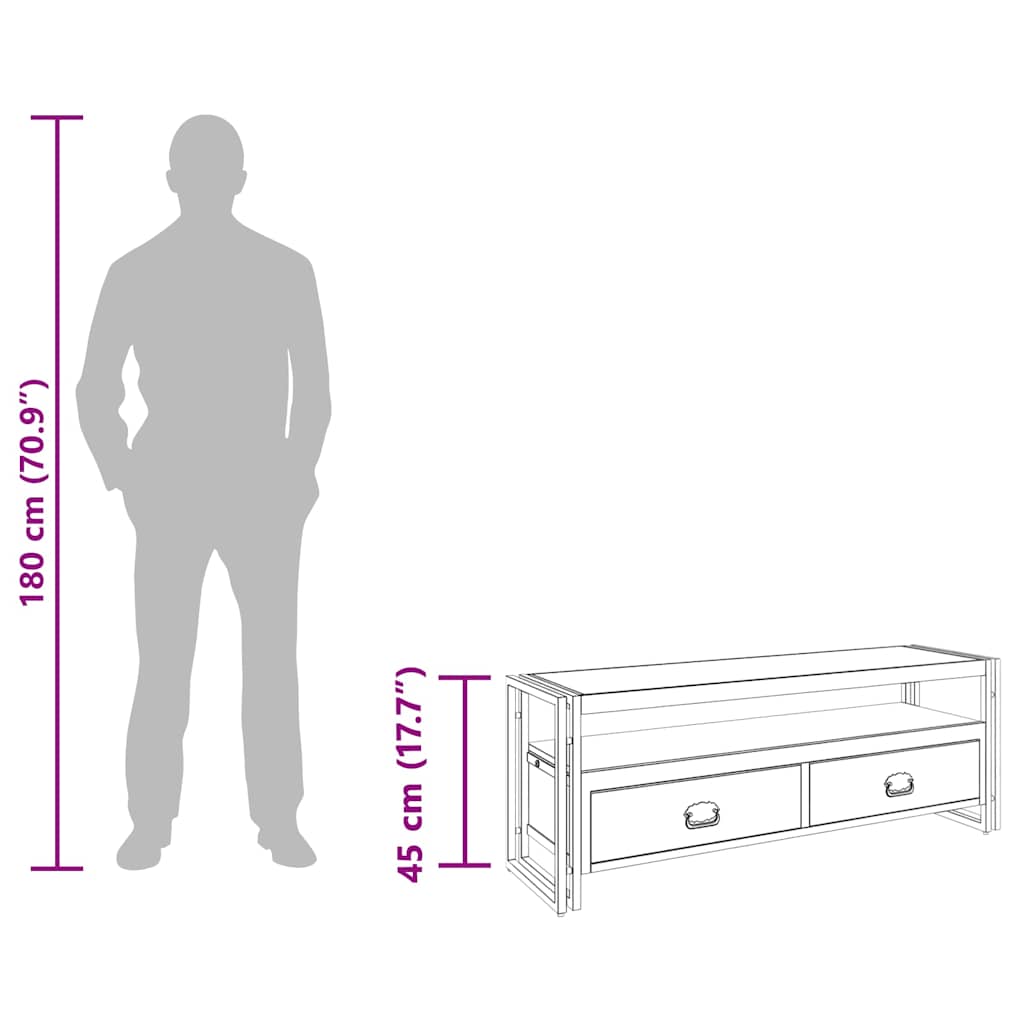 Έπιπλο Τηλεόρασης 120x35x45 εκ Μασίφ Ξύλο με Φινίρισμα Sheesham