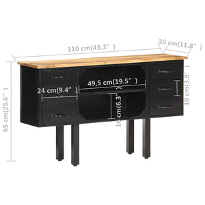 Μπουφές 110x30x65 εκ. Μασίφ Ακατέργαστο Ξύλο Μάνγκο και Ατσάλι