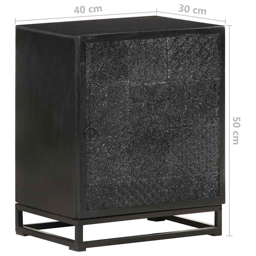 Κομοδίνο μαύρο 40x30x50 εκ. Μασίφ Ξύλο Ακακίας και Μάνγκο