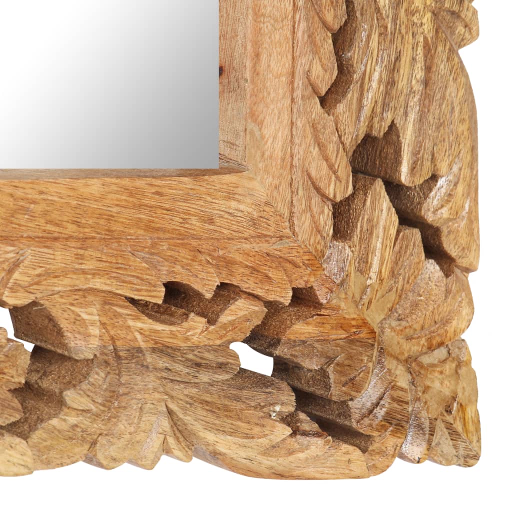 Καθρέφτης Σκαλιστός στο Χέρι Καφέ 110x50 εκ. Μασίφ Ξύλο Μάνγκο