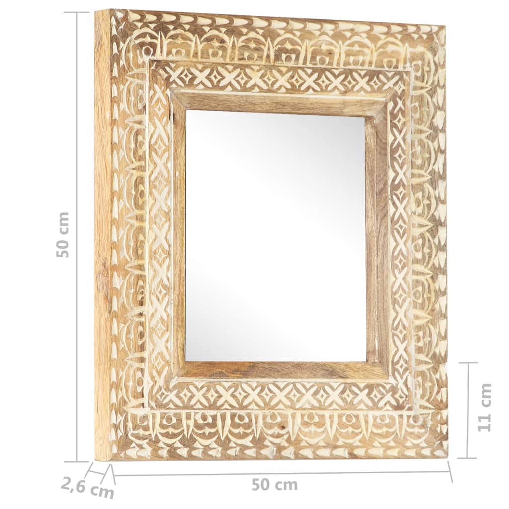 Καθρέφτης Σκαλιστός στο Χέρι 50x50x2,6εκ. από Μασίφ Ξύλο Μάνγκο