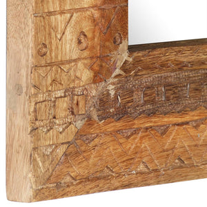 Καθρέφτης Σκαλιστός στο Χέρι 50x50x2,5εκ. από Μασίφ Ξύλο Μάνγκο - Pakobazaar