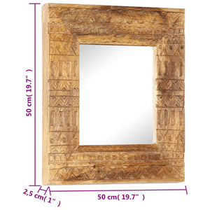 Καθρέφτης Σκαλιστός στο Χέρι 50x50x2,5εκ. από Μασίφ Ξύλο Μάνγκο - Pakobazaar