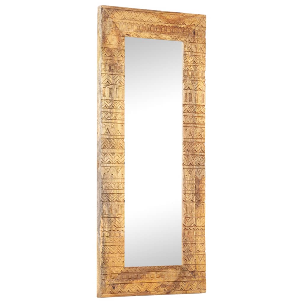 Καθρέφτης Σκαλιστός στο Χέρι 110x50x2,5εκ από Μασίφ Ξύλο Μάνγκο