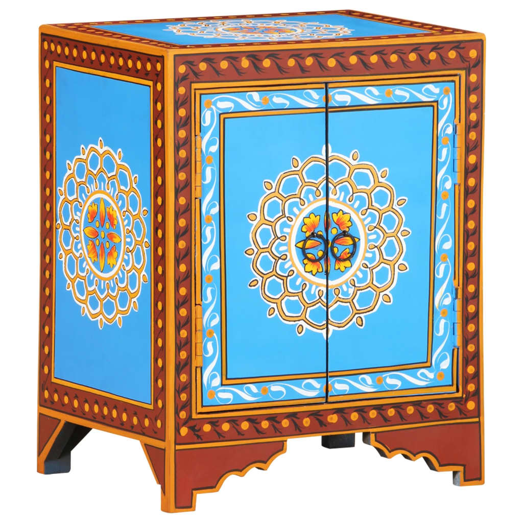 Κομοδίνο με Χειροπ. Λεπτομέρειες 40x30x50 εκ. Μασίφ Ξύλο Μάνγκο - Pakobazaar