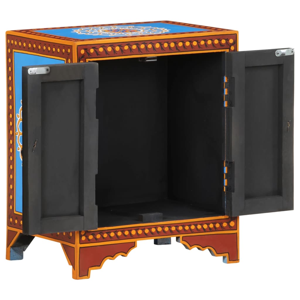 Κομοδίνο με Χειροπ. Λεπτομέρειες 40x30x50 εκ. Μασίφ Ξύλο Μάνγκο - Pakobazaar