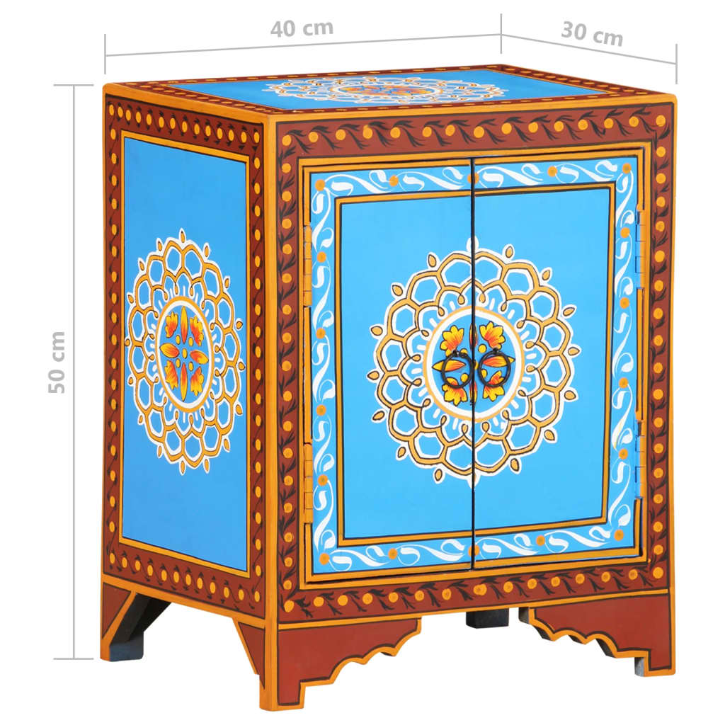 Κομοδίνο με Χειροπ. Λεπτομέρειες 40x30x50 εκ. Μασίφ Ξύλο Μάνγκο - Pakobazaar