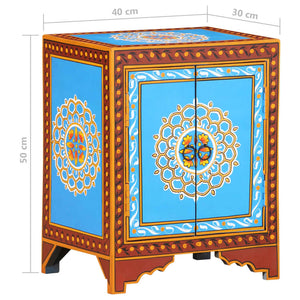 Κομοδίνο με Χειροπ. Λεπτομέρειες 40x30x50 εκ. Μασίφ Ξύλο Μάνγκο - Pakobazaar