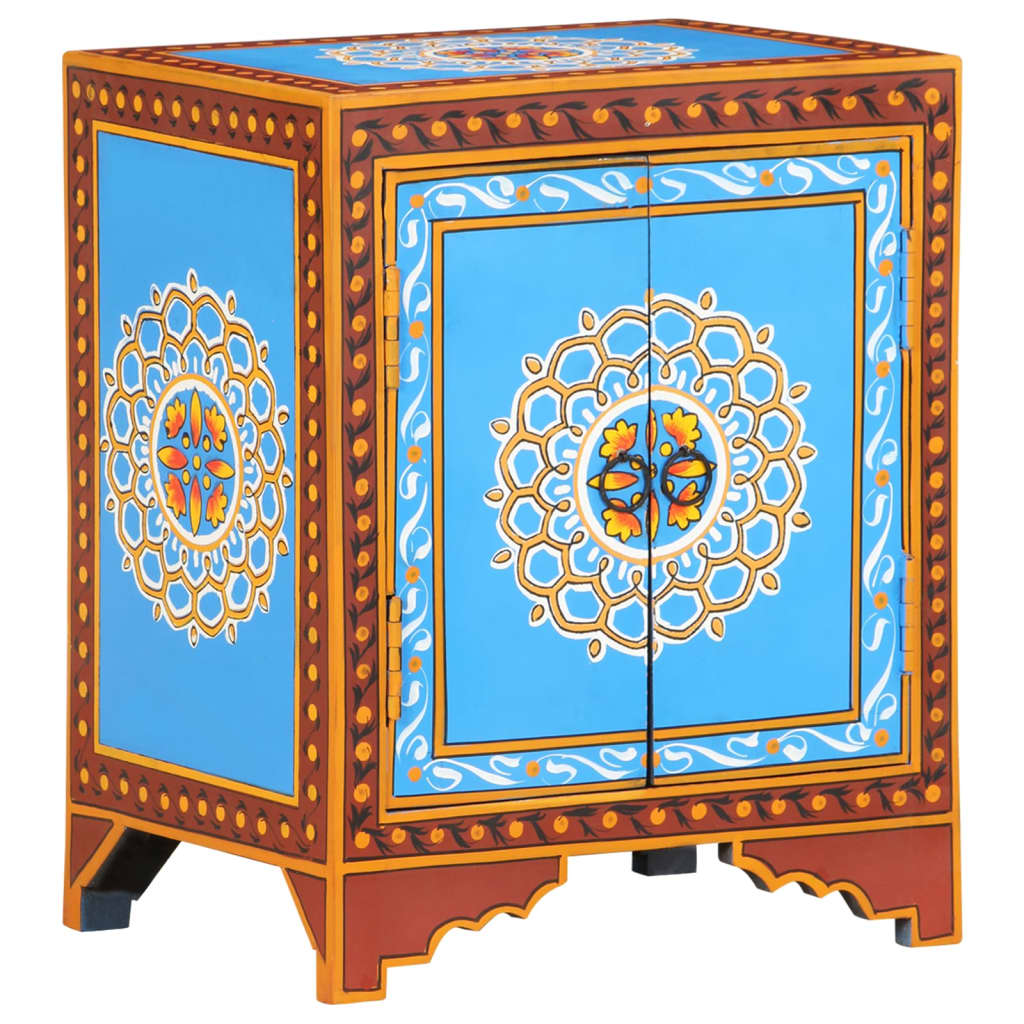 Κομοδίνο με Χειροπ. Λεπτομέρειες 40x30x50 εκ. Μασίφ Ξύλο Μάνγκο - Pakobazaar