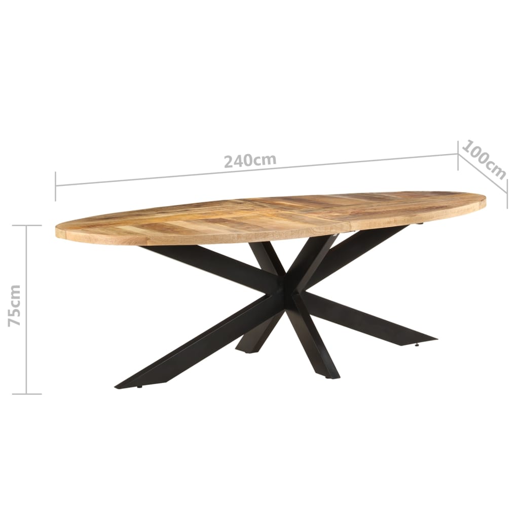 Τραπεζαρία 240 x 100 x 75 εκ. από Ακατέργαστο Ξύλο Μάνγκο
