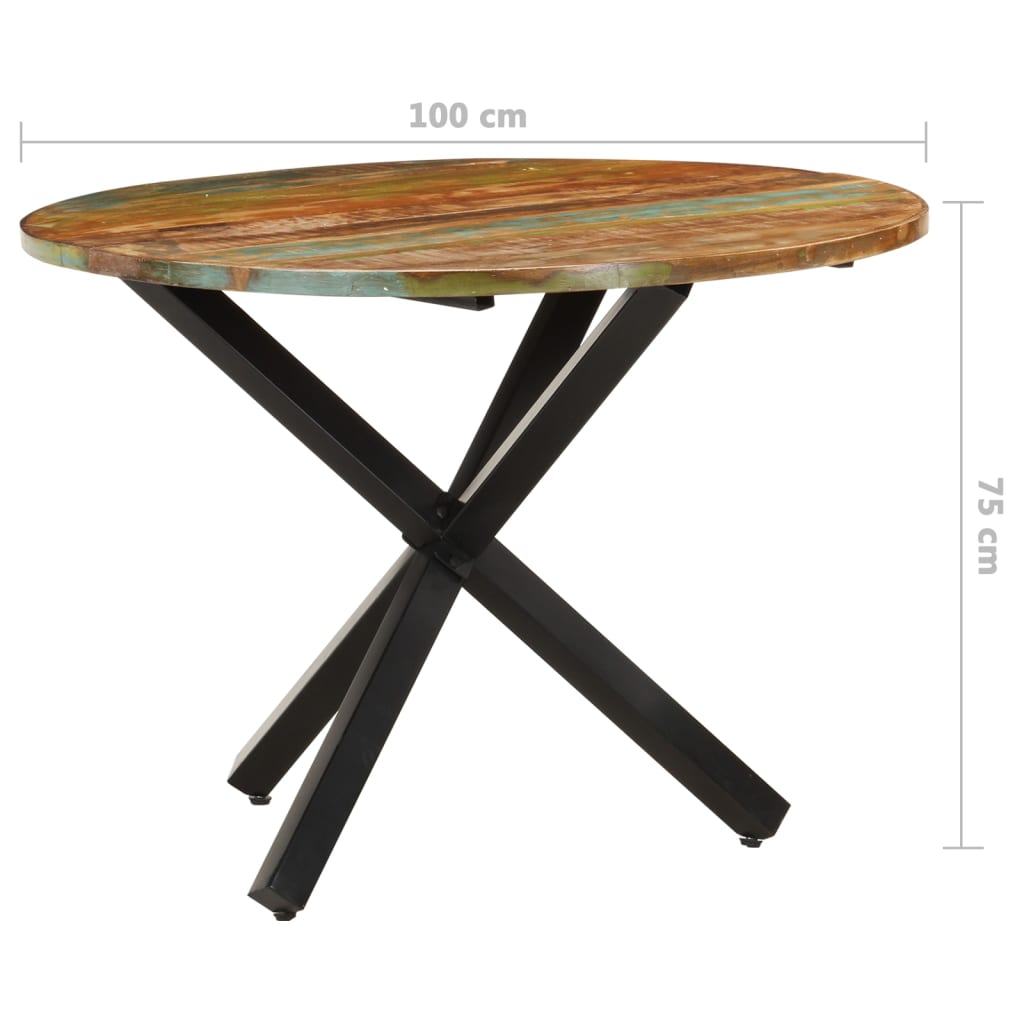 Τραπεζαρία Στρογγυλή 100 x 100 x 75 εκ. Μασίφ Ανακυκλωμένο Ξύλο - Pakobazaar