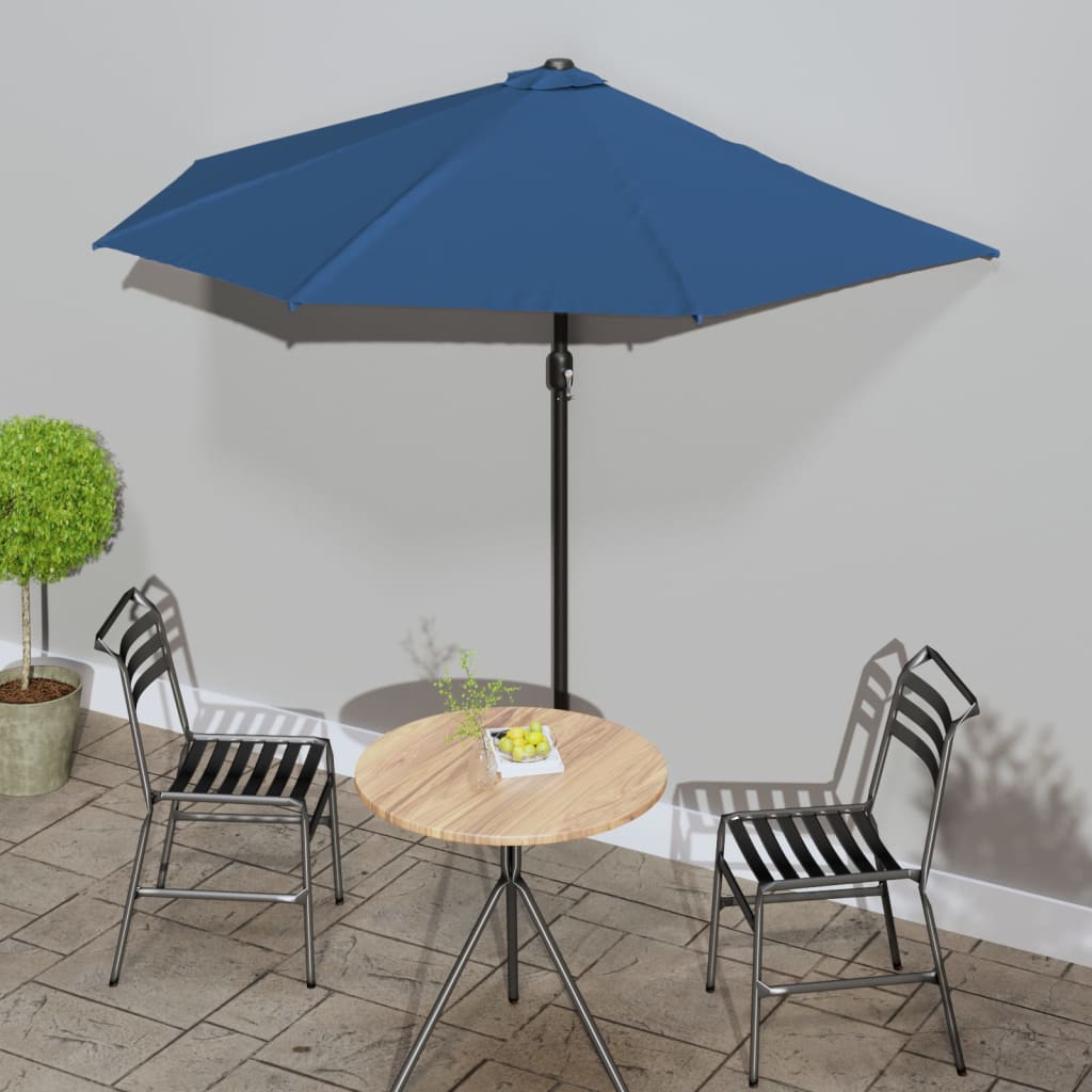 Ομπρέλα Βεράντας Ημικυκλική Μπλε 270x144x222 εκ. Ιστός Αλουμ. - Pakobazaar