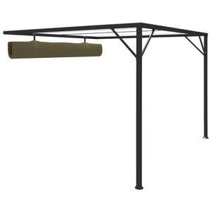 Πέργκολα Κήπου Επιτοίχια Πτυσσόμενη Οροφή Taupe 3x3 μ 180 γρ/μ² - Pakobazaar