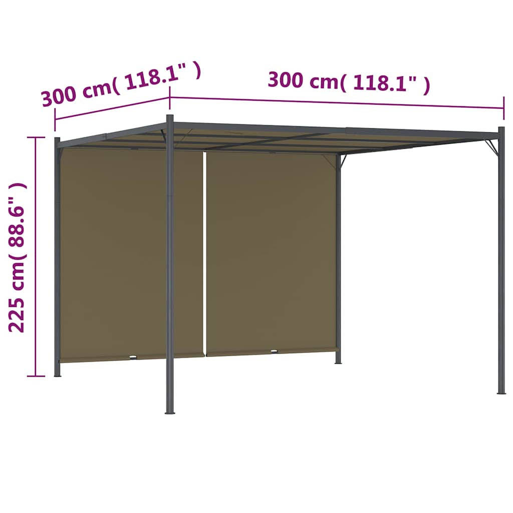 Πέργκολα Κήπου με Πτυσσόμενη Οροφή Taupe 3 x 3 μ. 180 γρ/μ²