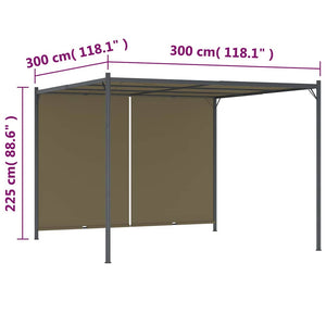 Πέργκολα Κήπου με Πτυσσόμενη Οροφή Taupe 3 x 3 μ. 180 γρ/μ²