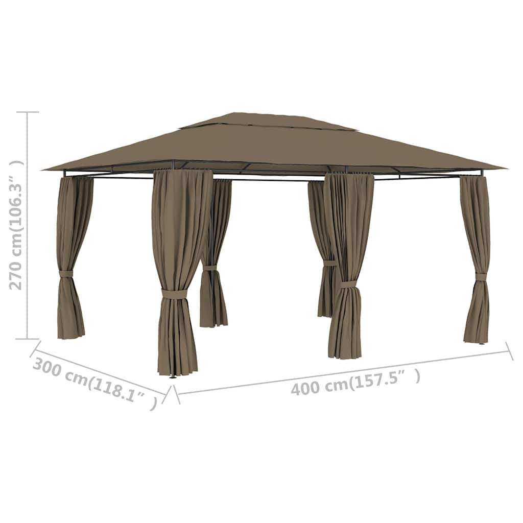 Τέντα Εκδηλώσεων Κήπου με Κουρτίνες Taupe 4 x 3 μ. 180 γρ/μ²