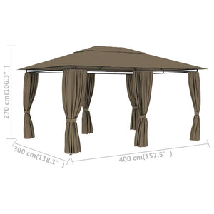Τέντα Εκδηλώσεων Κήπου με Κουρτίνες Taupe 4 x 3 μ. 180 γρ/μ²