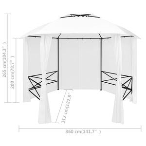Κιόσκι Κήπου με Κουρτίνες Λευκό 360 x 312 x 265 εκ. 180 γρ/μ²