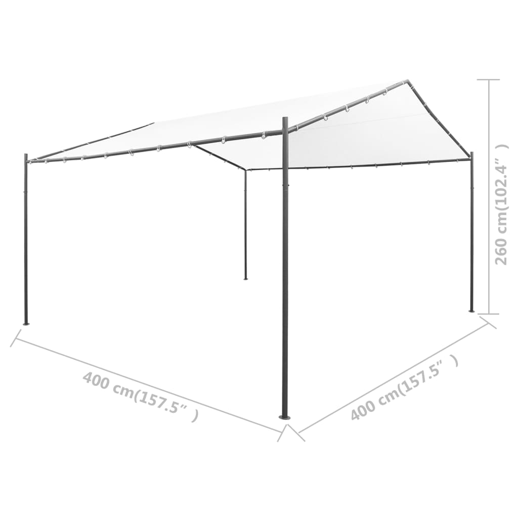 Κιόσκι Κήπου Λευκό 400 x 400 x 260 εκ. 180 γρ./μ²