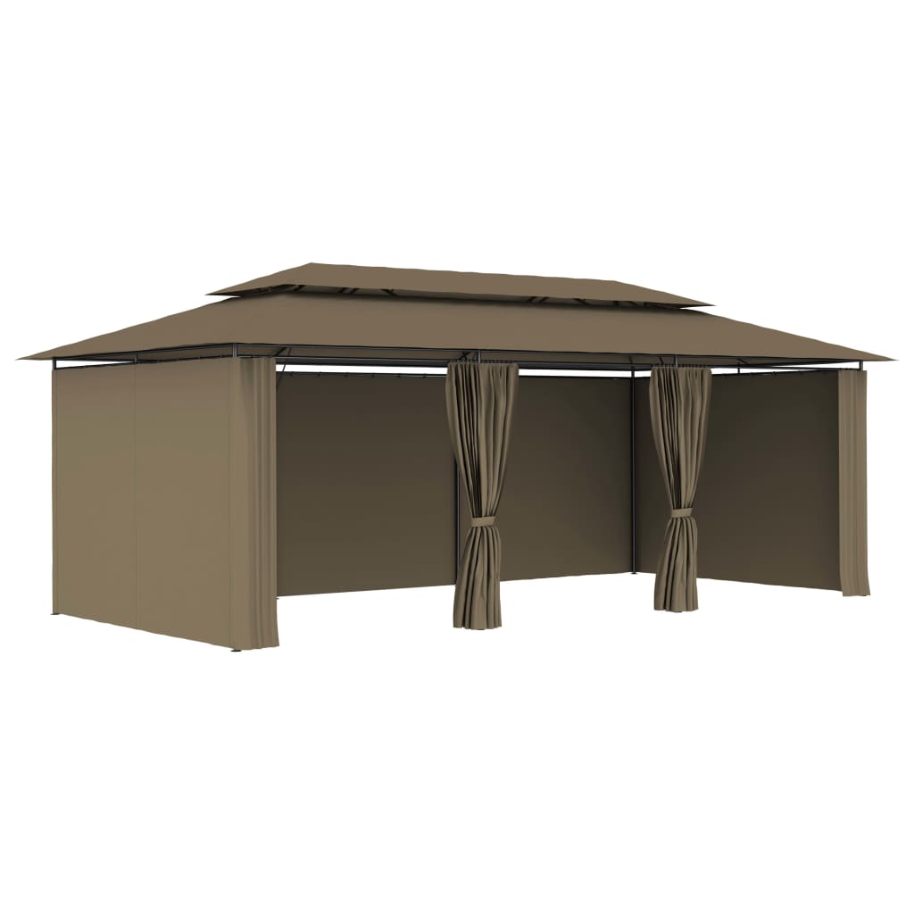 Κιόσκι με Κουρτίνες Taupe 600 x 298 x 270 εκ. 180 γρ./μ²