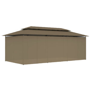 Κιόσκι με Κουρτίνες Taupe 600 x 298 x 270 εκ. 180 γρ./μ²