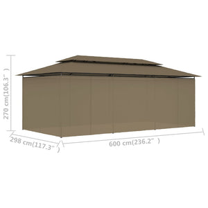Κιόσκι με Κουρτίνες Taupe 600 x 298 x 270 εκ. 180 γρ./μ²
