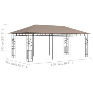 Κιόσκι με Αντικουνουπικό Δίχτυ Taupe 6x3x2,73 μ. / 180 γρ./μ²