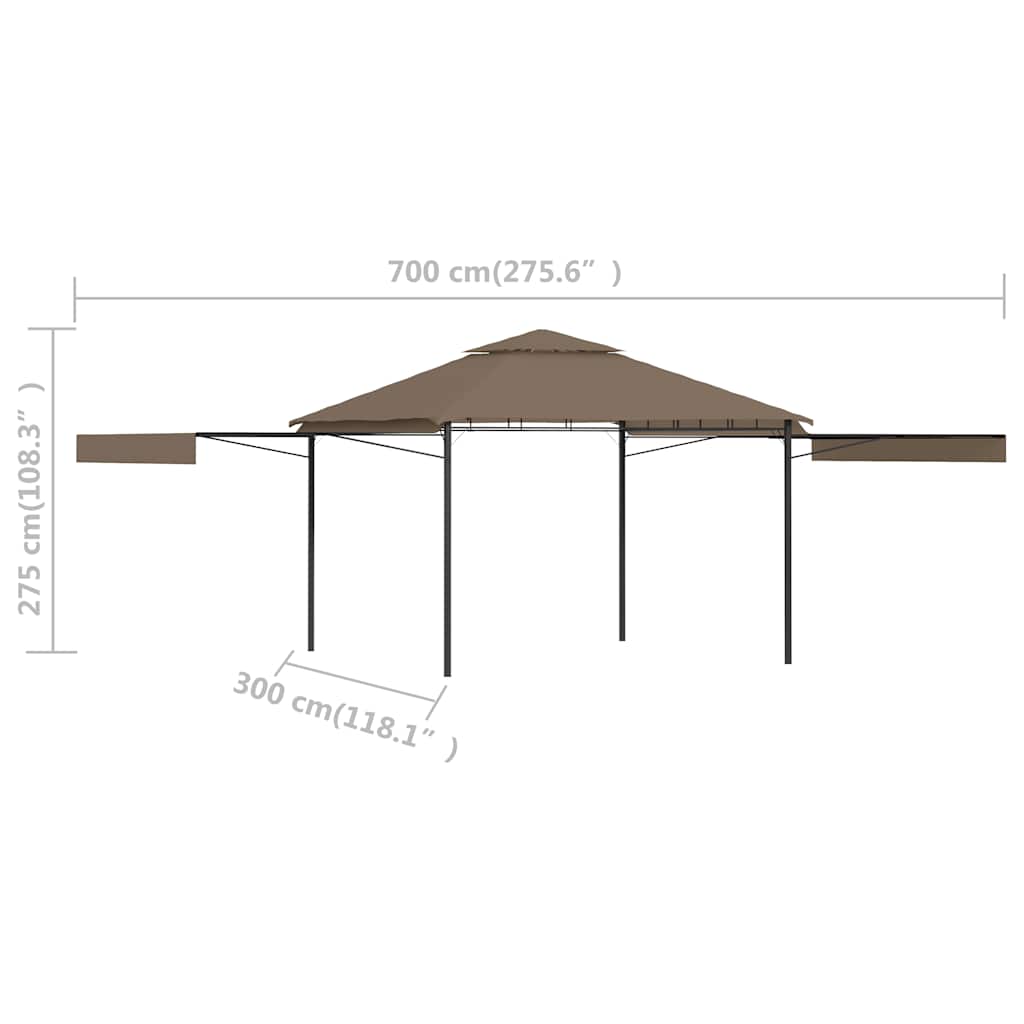 Κιόσκι με 2 Επεκτεινόμενες Οροφές Taupe 3x3x2,75 μ. 180 γρ/μ²