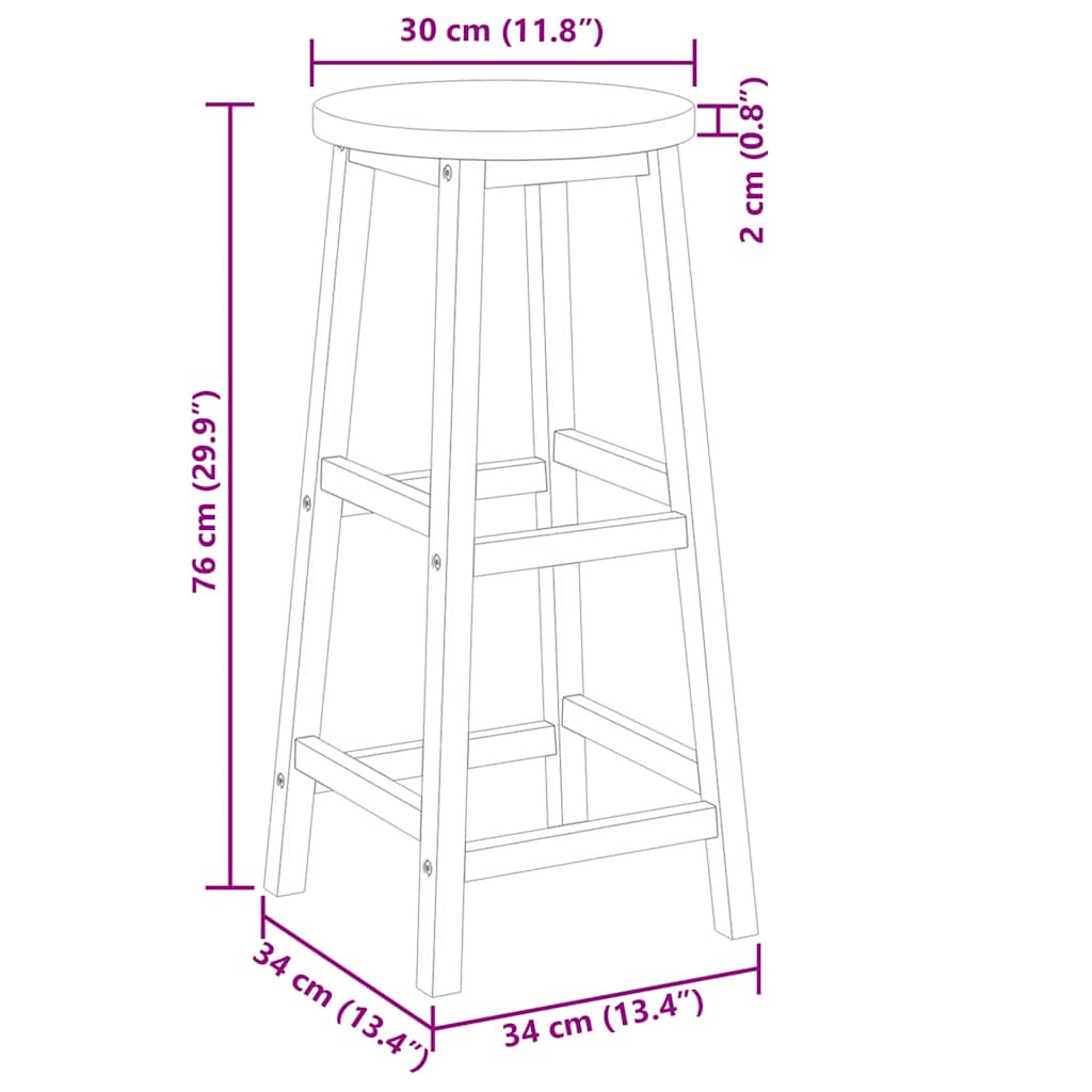 Σκαμπό Μπαρ 4 τεμ. από Μασίφ Ξύλο Ακακίας - PAKOBAZAAR