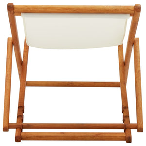 Σεζλόνγκ Πτυσσόμενη Λευκό Κρεμ από Ξύλο Ευκαλύπτου και Ύφασμα - PAKOBAZAAR