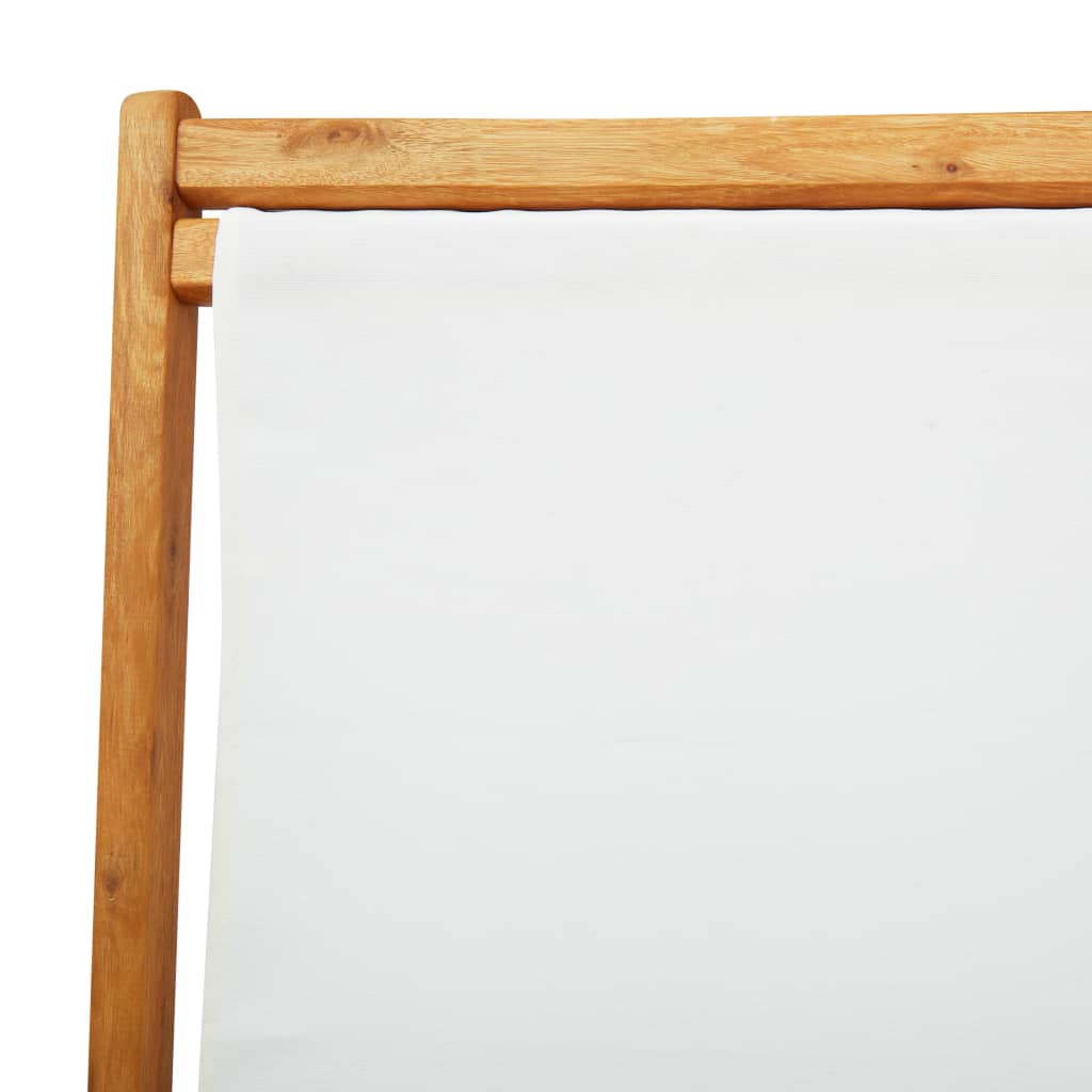 Σεζλόνγκ Πτυσσόμενη Λευκό Κρεμ από Ξύλο Ευκαλύπτου και Ύφασμα - PAKOBAZAAR