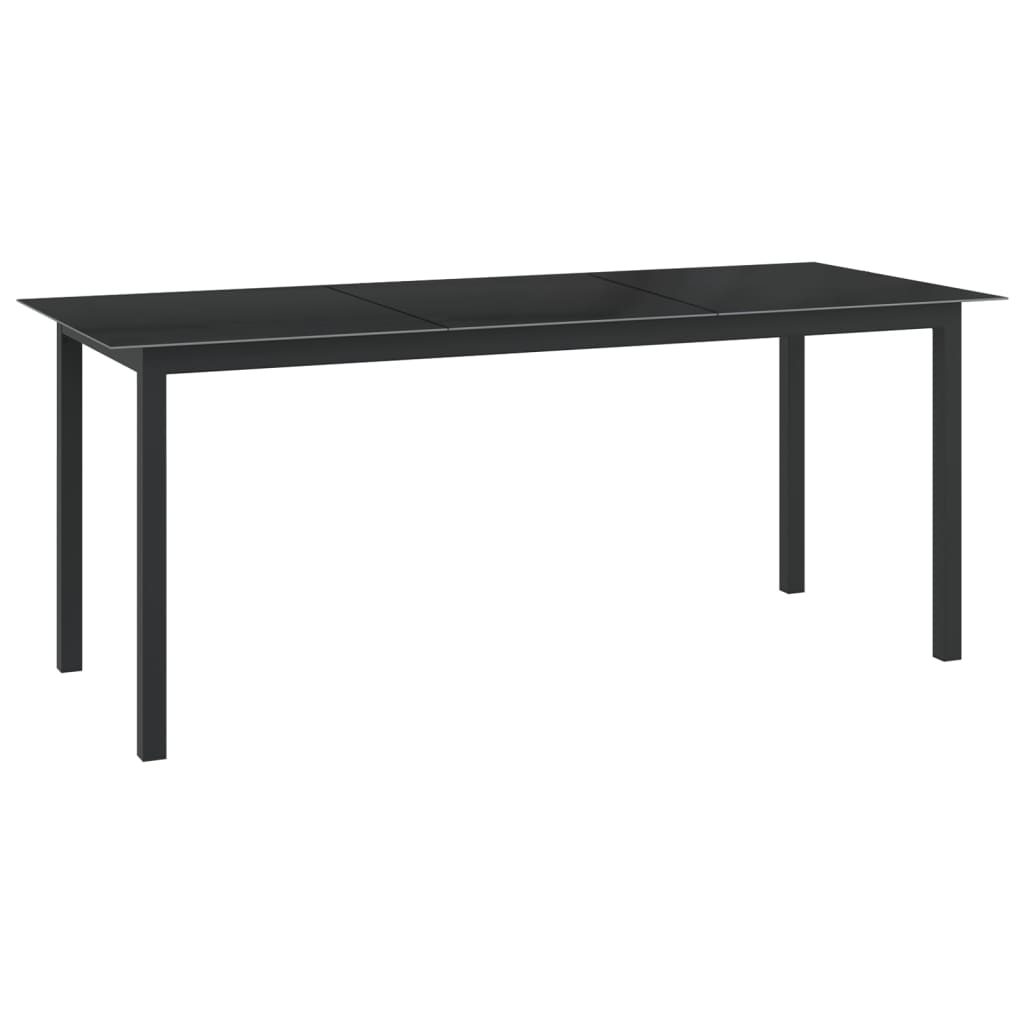 Τραπέζι Κήπου Μαύρο 190 x 90 x 74 εκ. από Αλουμίνιο / Γυαλί