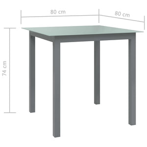 Τραπέζι Κήπου Ανοιχτό Γκρι 80x80x74 εκ. από Αλουμίνιο / Γυαλί
