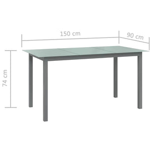 Τραπέζι Κήπου Ανοιχτό Γκρι 150x90x74 εκ. από Αλουμίνιο / Γυαλί