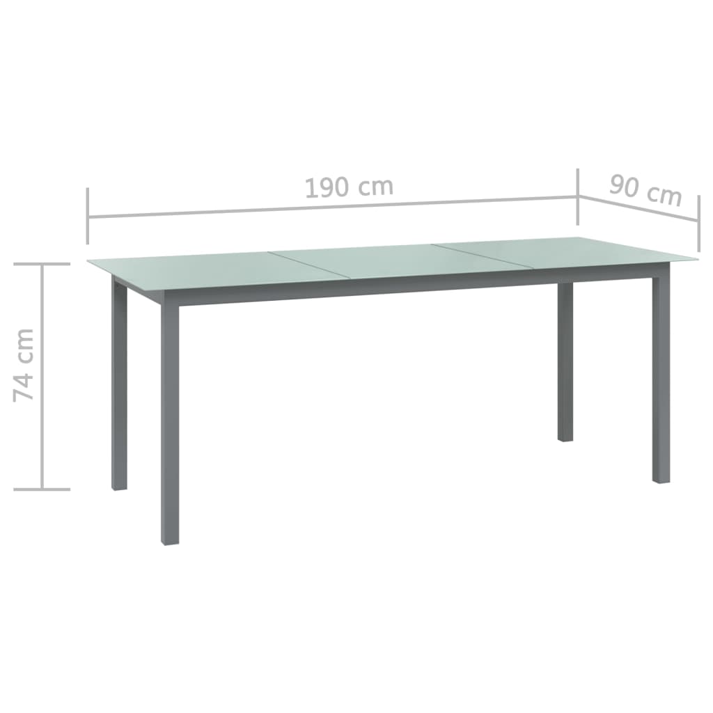 Τραπέζι Κήπου Ανοιχτό Γκρι 190x90x74 εκ. από Αλουμίνιο / Γυαλί