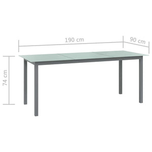 Τραπέζι Κήπου Ανοιχτό Γκρι 190x90x74 εκ. από Αλουμίνιο / Γυαλί