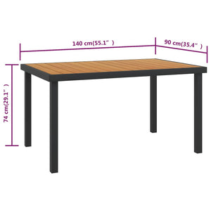 Τραπέζι Κήπου Καφέ 140 x 90 x 74 εκ. από Αλουμίνιο και WPC