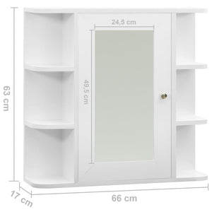 Καθρέφτης Μπάνιου με Ντουλάπι Λευκό 66 x 17 x 63 εκ. από MDF