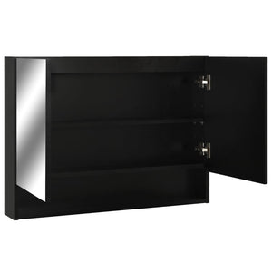 Καθρέφτης Μπάνιου με Ντουλάπι / LED Μαύρο 80 x 15 x 60 εκ. MDF