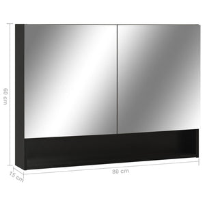 Καθρέφτης Μπάνιου με Ντουλάπι / LED Μαύρο 80 x 15 x 60 εκ. MDF