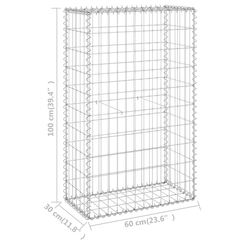 Συρματοκιβώτιο Τοίχος 60x30x100 εκ. Γαλβαν. Χάλυβας + Καλύμματα - PAKOBAZAAR